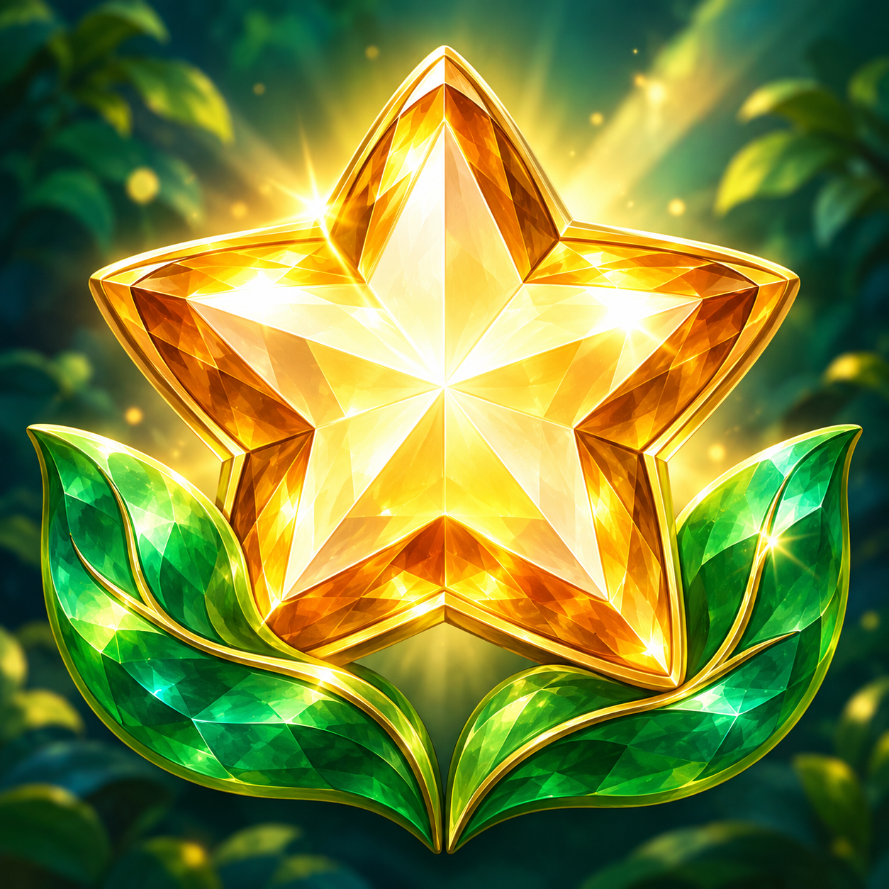 Luna Charm — a golden star and emerald leaves